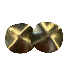 Sheila Fajl Gold Tone Wavy Statement Stud Earrings Large Brushed Organic Shape